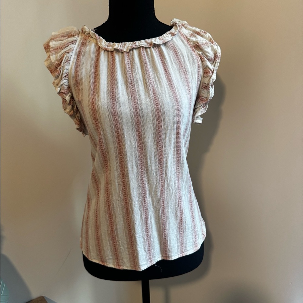 Striped Ruffle Sleeve Top